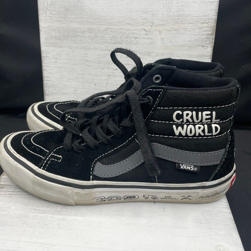Vans Cruel World High Top Sneakers Black Gray Pro Classics Men 6